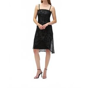 NEW JOSEPH RIBKOFF foiled mesh strapless dress in black/silver